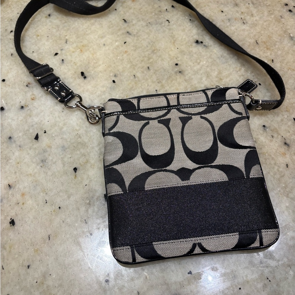 Coach Signature Black and Gray Shoulder Bag
